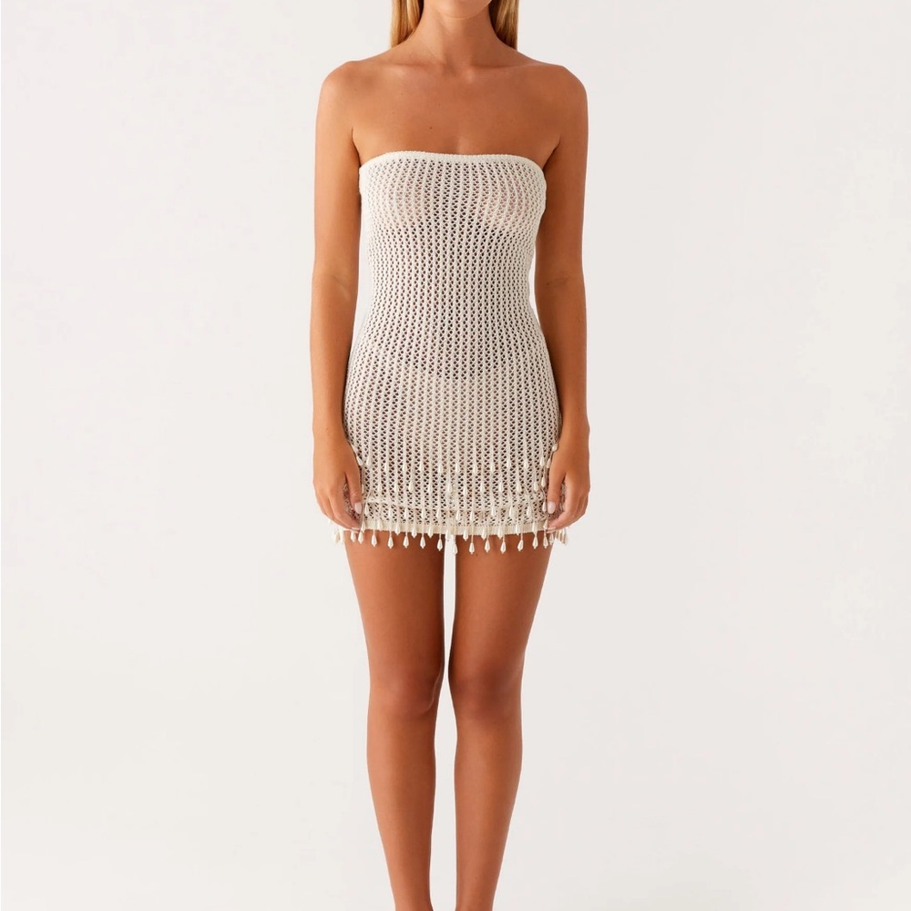 Peppermayo Cream Crochet Knit Mini Cover-Up